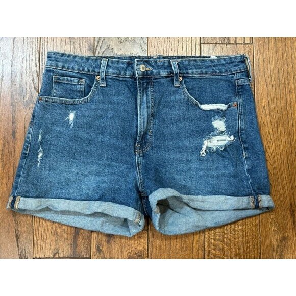 Old Navy Pants - Old Navy Women's OG Shorts Jeans Blue Size 16 Stretch High Rise Distressed